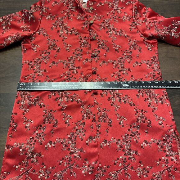 Vtg 80s Saks Ruth Norman NY Womens Jacket Size Med Asian Cheongsam Style Red USA - Picture 14 of 15